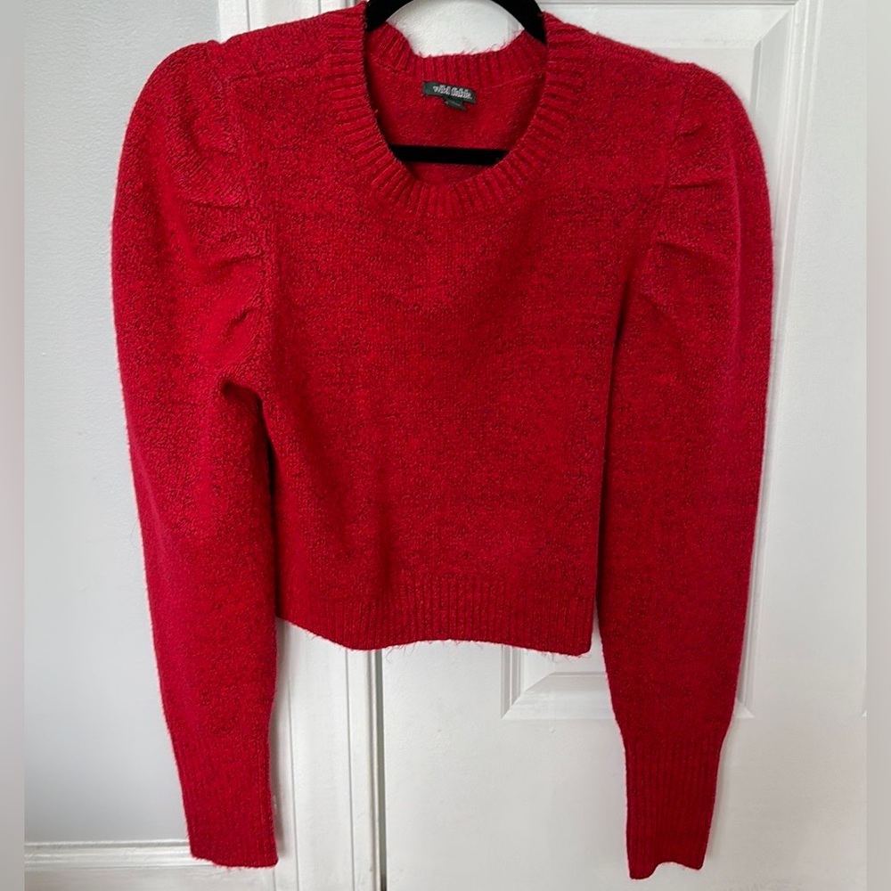 Puff Sleeve Crewneck Pullover Sweater